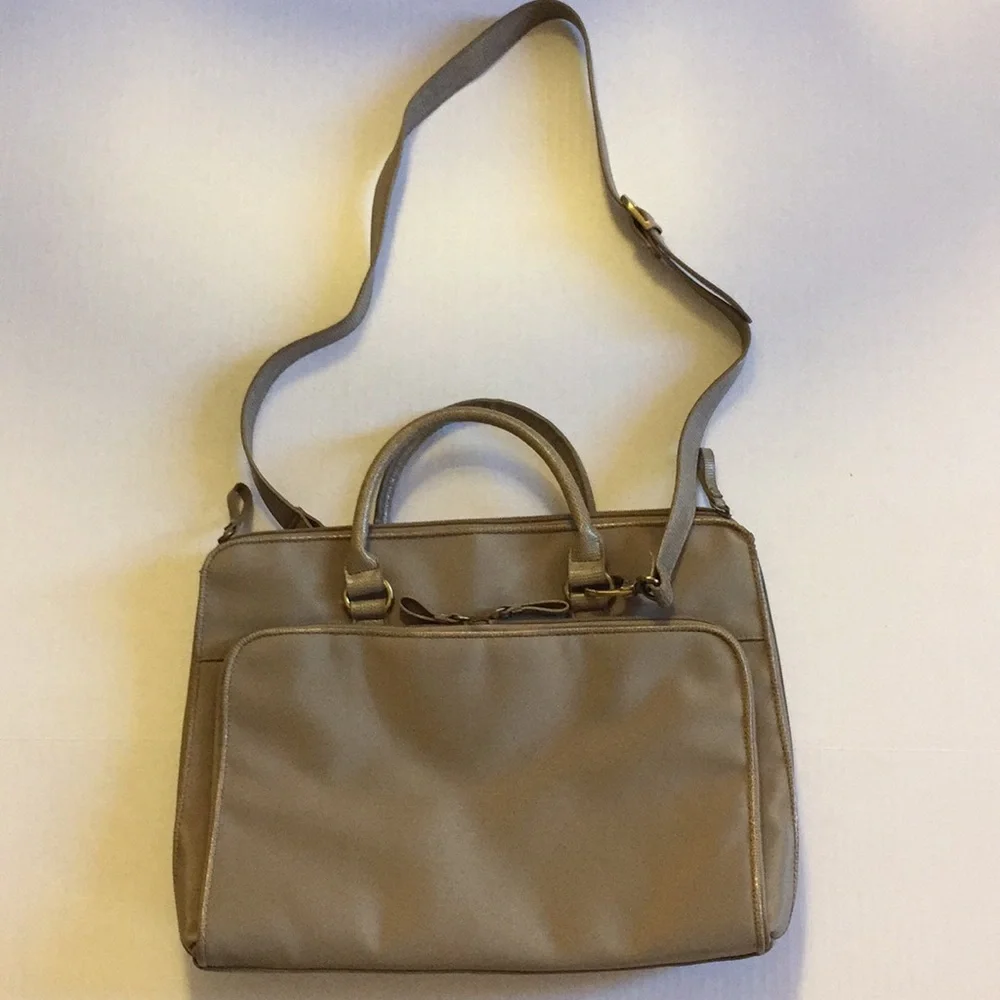 70s LAPTOP Briefcase Canvas Faux Lizard Pockets​ iPad Professional Office Tote